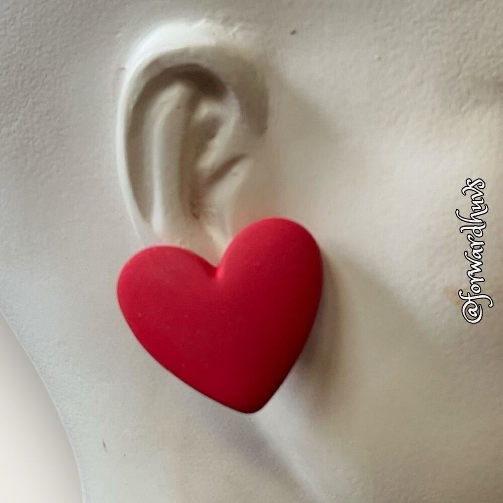 Bundle Sale 3 for $15 | Large Red Heart Earrings